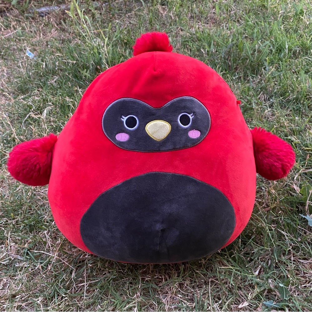 Squishmallows Cazlan 12 inch cardinal plush red black bird